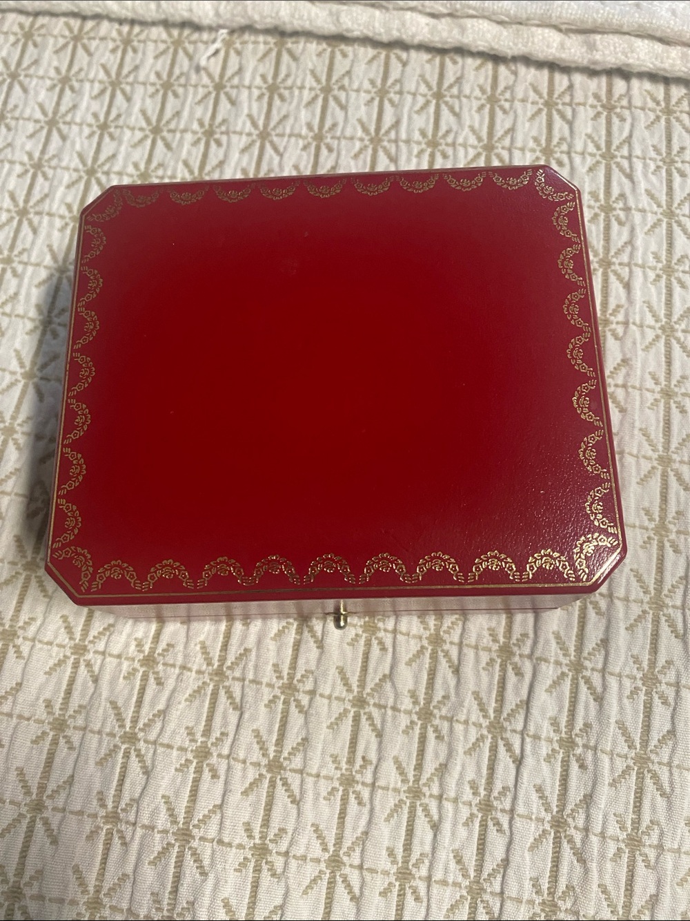 Cartier Red Tablet/Accessory Case with Gold Scallop Trim